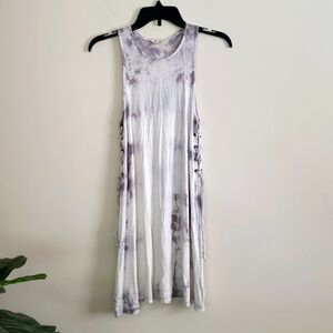 American Eagle soft and sexy tie dye high neck lace sides dress, white & purple.